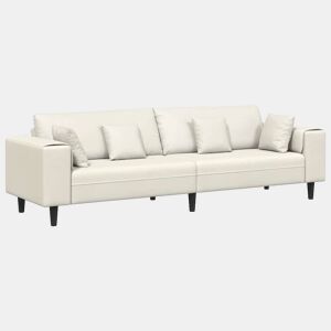 Sofá 3 lugares, Sofá fixo de Veludo com almofada Creme 208 cm Veludo
