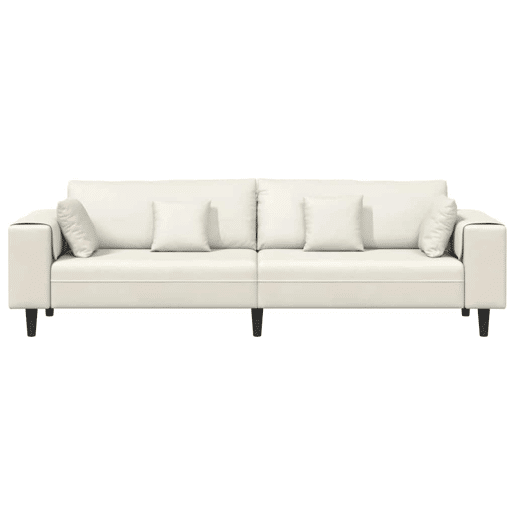 Sofá 3 lugares, Sofá fixo de Veludo com almofada Creme 208 cm Veludo Sofá 3 lugares, Sofá fixo de Veludo com almofada Creme 208 cm Veludo