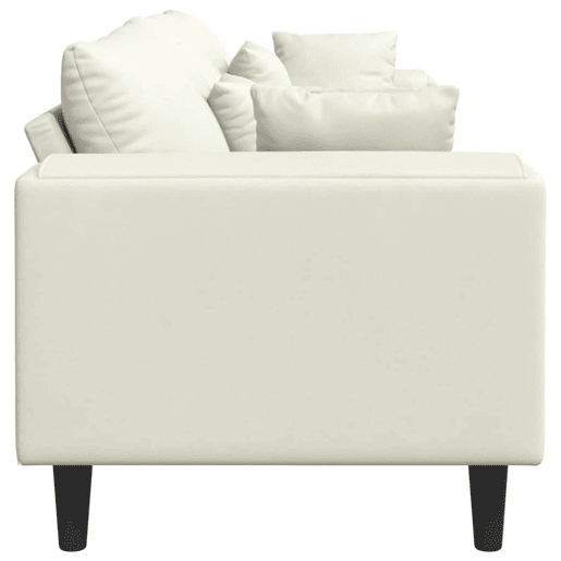 Sofá 3 lugares, Sofá fixo de Veludo com almofada Creme 208 cm Veludo Sofá 3 lugares, Sofá fixo de Veludo com almofada Creme 208 cm Veludo