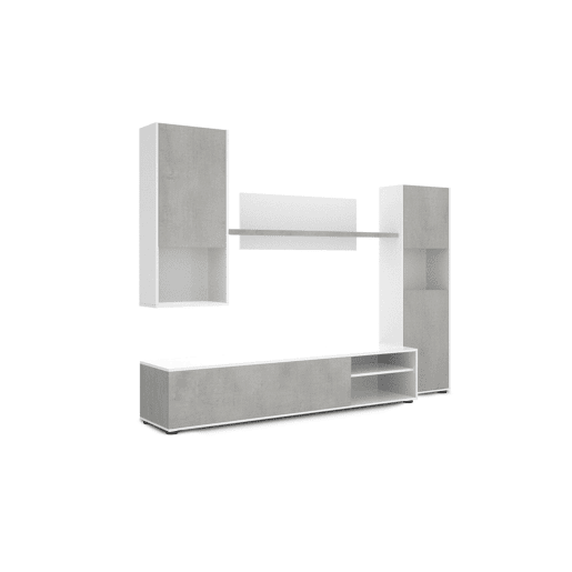 Conjunto de Móveis de Sala de Estar Yuri, Branco e Cimento 220x160cm Conjunto de Móveis de Sala de Estar Yuri, Branco e Cimento 220x160cm