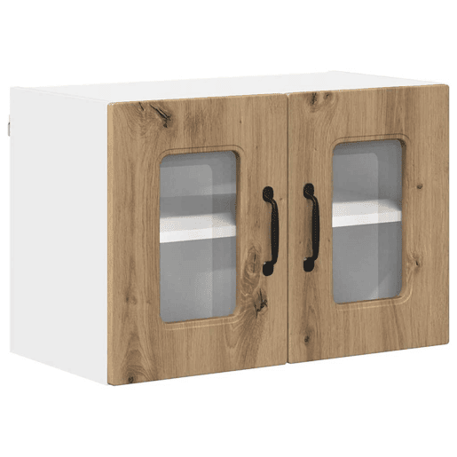 Lote de 2 Armários de cozinha suspendidos - Cozinha modular Colgantes com porta Carvalho Artesanal