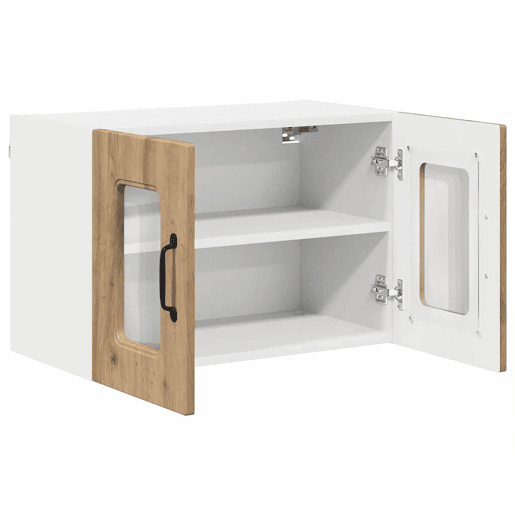 Lote de 2 Armários de cozinha suspendidos - Cozinha modular Colgantes com porta Carvalho Artesanal