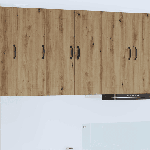 Lote de 2 Armários de cozinha suspendidos - Cozinha modular Colgantes com porta Carvalho Artesanal