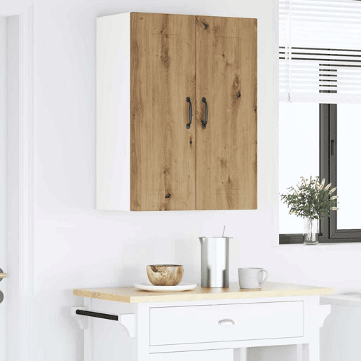 Lote de 2 Armários de cozinha suspendidos - Cozinha modular Colgantes com porta Carvalho Artesanal