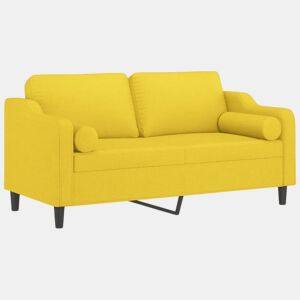 Sofá 2 lug. - Sofá fixo + almofadas decorativas 140 cm tecido amarelo-claro
