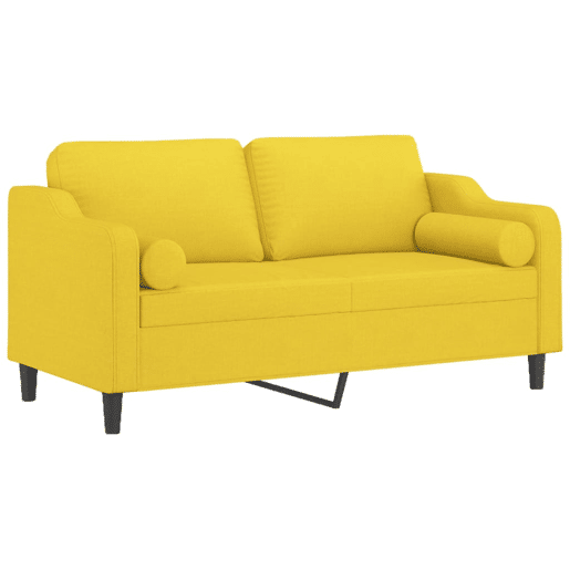 Sofá 2 lug. - Sofá fixo + almofadas decorativas 140 cm tecido amarelo-claro
