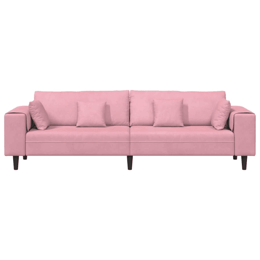 Sofá 3 lugares, Sofá fixo de Veludo com almofada Rosa 209 cm Veludo