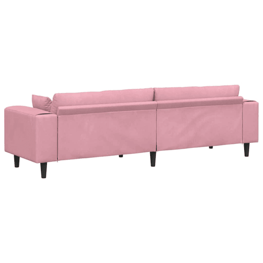 Sofá 3 lugares, Sofá fixo de Veludo com almofada Rosa 209 cm Veludo
