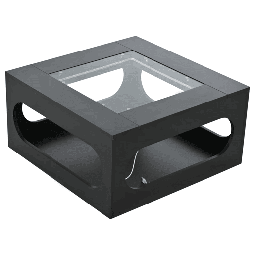 Mesa de centro quadrada 70x70x35 cm - Mesa de sala com vidro temperado, LED, abertura central - Preto