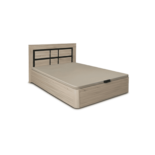 Conjunto de cama dobrável com arrumação Cambria de 135 cm + cabeceira Kiara em Cambria e Grafite