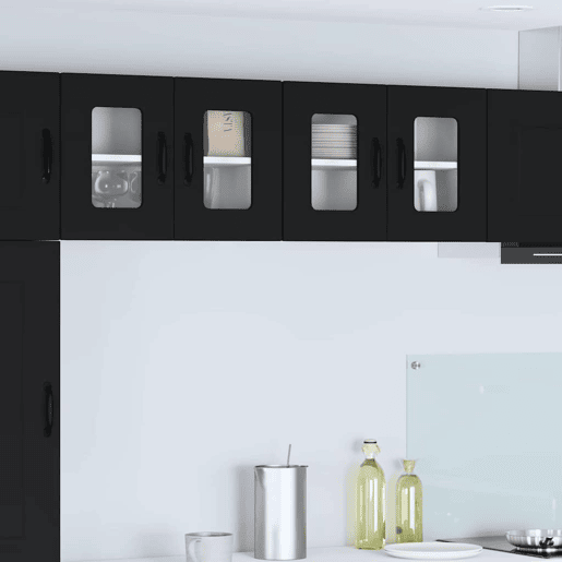 Lote de 2 Armários de cozinha suspendidos - Cozinha modular Colgantes Preto 60 x 31 x 40 cm