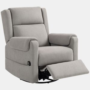 HOMCOM Poltrona Relax Reclinável Elétrica Giratória e Basculante com Apoio para os Pés Ajustável Controlo Remoto Acolchoamento Espesso Tecido Chenille para Quarto Sala de Estar 86x89x99 cm Cinzento Claro