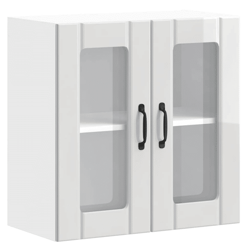 Armário parede de cozinha - Cozinha modular porta vidro branco brilhante