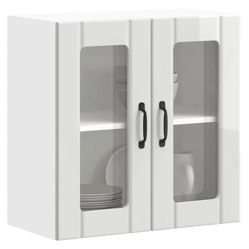 Armário parede de cozinha - Cozinha modular porta vidro branco brilhante
