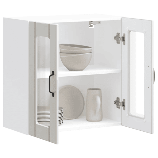 Armário parede de cozinha - Cozinha modular porta vidro branco brilhante