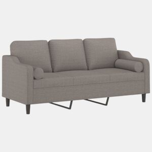 Sofá 3 lug. - Sofá fixo +almofadas decoração 180cm tecido cinza-acastanhado