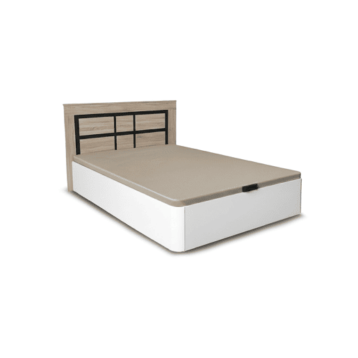 Conjunto de cama box dobrável branca de 150 cm + cabeceira Kiara Cambria e grafite