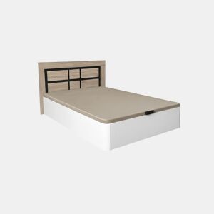 Conjunto de cama box dobrável branca de 150 cm + cabeceira Kiara Cambria e grafite