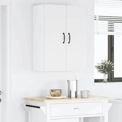 Lote de 2 Armários de cozinha suspendidos - Cozinha modular Colgantes com porta Branco Brilhante