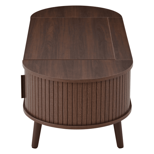 Mesa de centro elevável 120x50x39,5 cm - com 5 prateleiras e arrumação oculta - Nogueira Mesa de centro elevável 120x50x39,5 cm - com 5 prateleiras e arrumação oculta - Nogueira