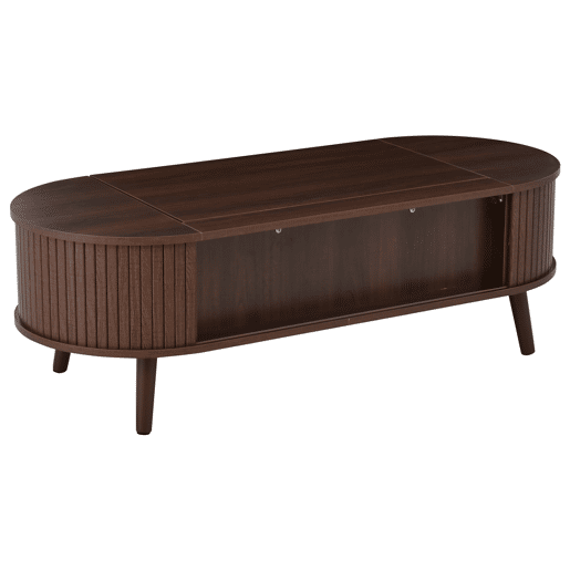 Mesa de centro elevável 120x50x39,5 cm - com 5 prateleiras e arrumação oculta - Nogueira Mesa de centro elevável 120x50x39,5 cm - com 5 prateleiras e arrumação oculta - Nogueira