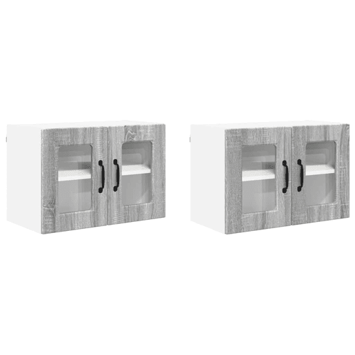 Lote de 2 Armários de cozinha suspendidos - Cozinha modular Colgantes Cinza Sonoma 60 x 31 x 40 cm
