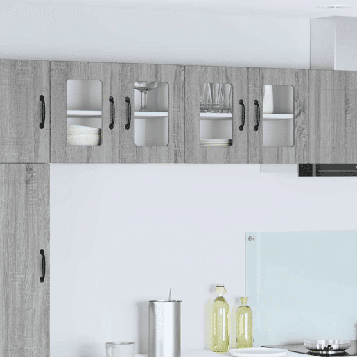 Lote de 2 Armários de cozinha suspendidos - Cozinha modular Colgantes Cinza Sonoma 60 x 31 x 40 cm