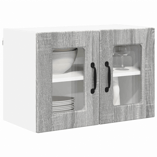 Lote de 2 Armários de cozinha suspendidos - Cozinha modular Colgantes Cinza Sonoma 60 x 31 x 40 cm