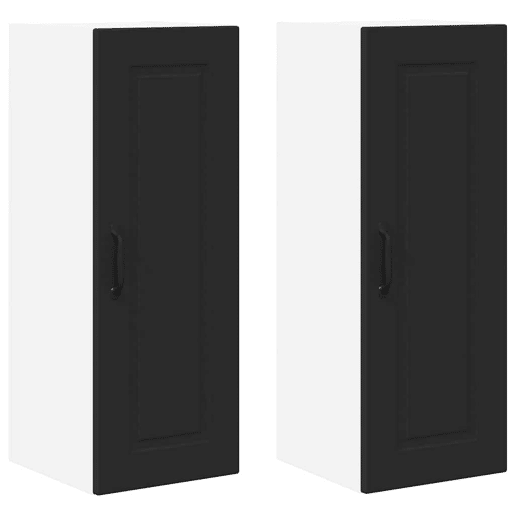 Lote de 2 Armários de cozinha suspendidos - Cozinha modular Colgantes Preto 30 x 31 x 80 cm