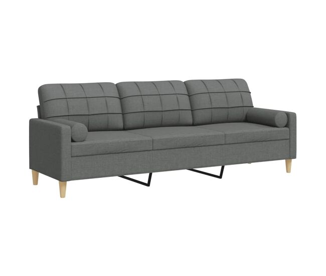 Sofá de 3 plazas - sofá de salón con cojines tela gris oscuro 210 cm