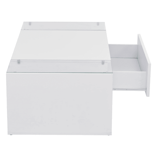 Mesa de centro 100x50x31 cm - Mesa de café com 1 gaveta e luz LED - Branca