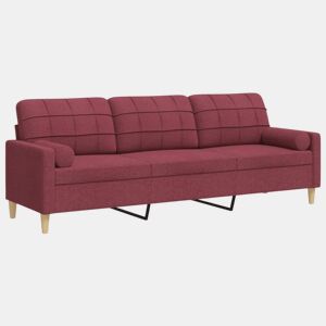 Sofá 3 lug. Sofá fixo + almofadas decorativas 210cm tecido vermelho tinto