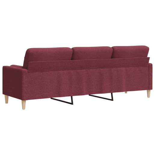 Sofá 3 lug. Sofá fixo + almofadas decorativas 210cm tecido vermelho tinto