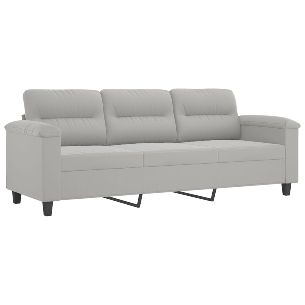 sofa de 3 plazas - sofa de salon de tela de microfibra gris claro 180 cm