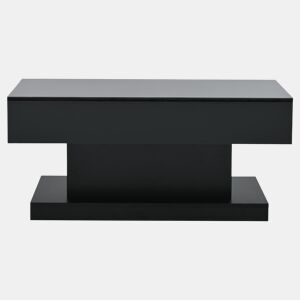 Mesa de centro 100x50x45 cm - 2 gavetas, mesa de café com luz LED - Cor preta