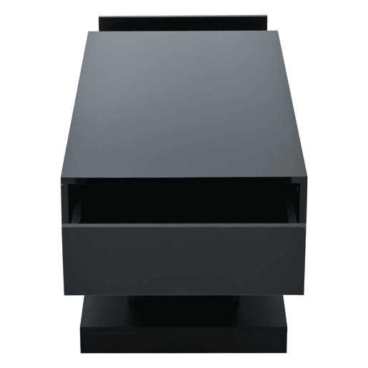 Mesa de centro 100x50x45 cm - 2 gavetas, mesa de café com luz LED - Cor preta