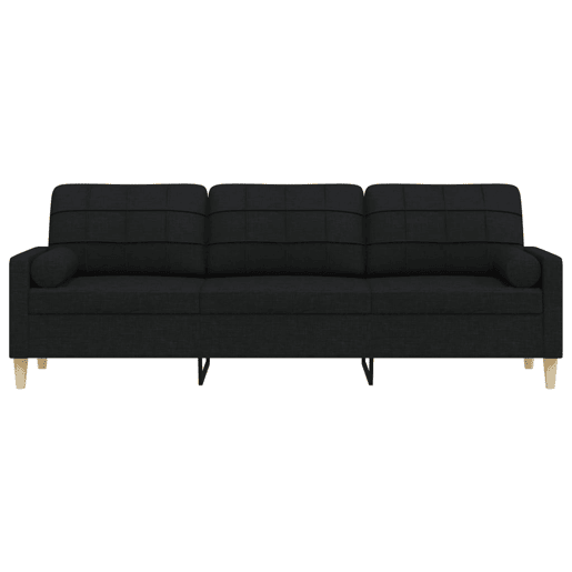 Sofá 3 lugares - Sofá fixo c almofadas decorativas 210 cm tecido preto