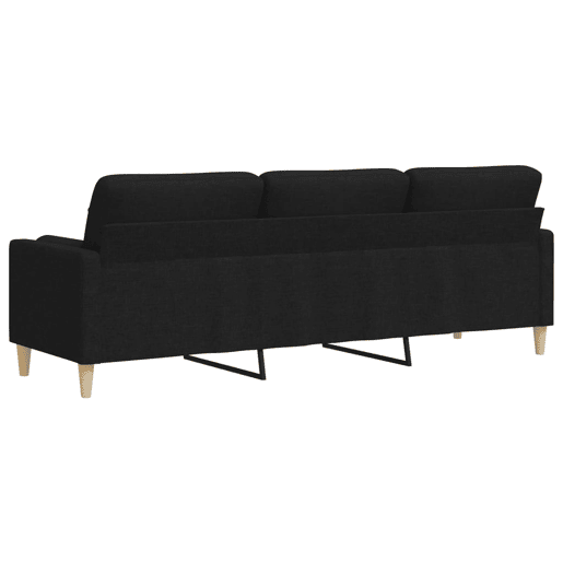 Sofá 3 lugares - Sofá fixo c almofadas decorativas 210 cm tecido preto