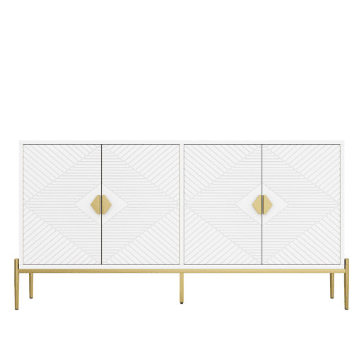 Aparador moderno 162x40x80 cm - Com arrumação, para sala de estarsala de jantarentrada - Branco Aparador moderno 162x40x80 cm - Com arrumação, para sala de estarsala de jantarentrada - Branco