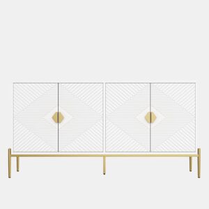 Aparador moderno 162x40x80 cm - Com arrumação, para sala de estarsala de jantarentrada - Branco
