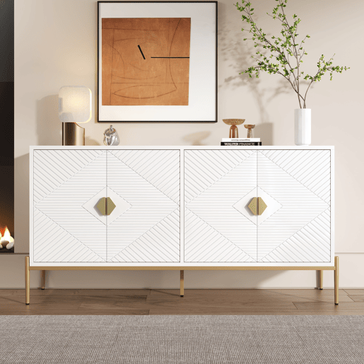 Aparador moderno 162x40x80 cm - Com arrumação, para sala de estarsala de jantarentrada - Branco Aparador moderno 162x40x80 cm - Com arrumação, para sala de estarsala de jantarentrada - Branco