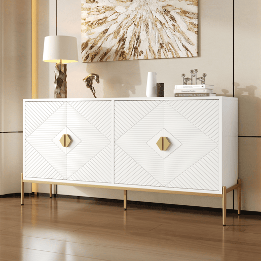 Aparador moderno 162x40x80 cm - Com arrumação, para sala de estarsala de jantarentrada - Branco Aparador moderno 162x40x80 cm - Com arrumação, para sala de estarsala de jantarentrada - Branco