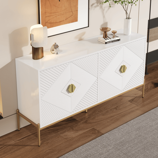 Aparador moderno 162x40x80 cm - Com arrumação, para sala de estarsala de jantarentrada - Branco Aparador moderno 162x40x80 cm - Com arrumação, para sala de estarsala de jantarentrada - Branco