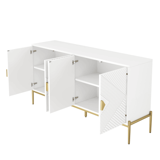 Aparador moderno 162x40x80 cm - Com arrumação, para sala de estarsala de jantarentrada - Branco Aparador moderno 162x40x80 cm - Com arrumação, para sala de estarsala de jantarentrada - Branco