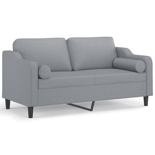 Sofá 2 lugares, Sofá fixo + almofadas decorativas 140cm tecido cinza-claro Sofá 2 lugares, Sofá fixo + almofadas decorativas 140cm tecido cinza-claro