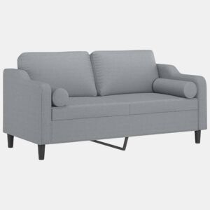 Sofá 2 lugares, Sofá fixo + almofadas decorativas 140cm tecido cinza-claro