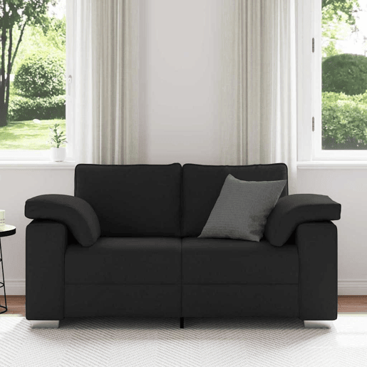 Sofá 3 lugares, Sofá fixo Preto 160 x 77 x 82 cm tecido