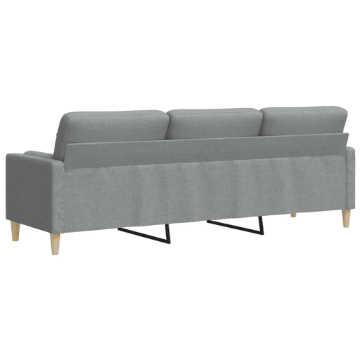 Sofá 3 lug. c almofadas decorativas 210 cm tecido cinza-claro