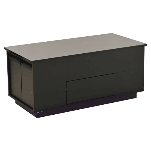 Mesa de centro 100x50x45 cm - 4 em 1 LED, altura ajustável, 2 gavetas, sofá e bancos - Preto