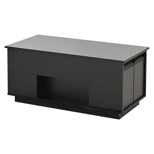 Mesa de centro 100x50x45 cm - 4 em 1 LED, altura ajustável, 2 gavetas, sofá e bancos - Preto